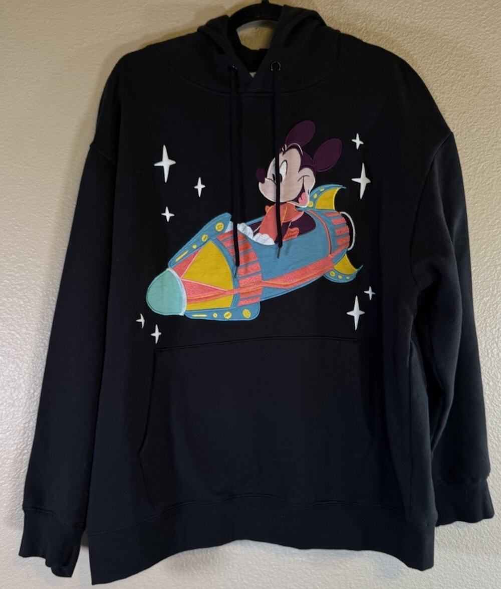 Disney Mickey Mouse XL Rocket Hoodie Walt Disney World Black Sweatshirt